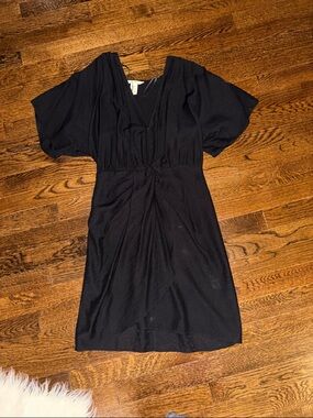 H&M Black V-Neck Twist Front Mini Dress